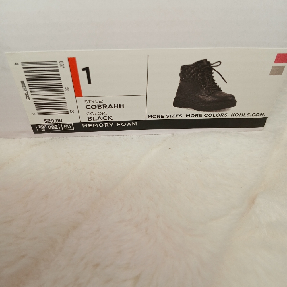 Sonoma Girls Black Combat Boots w/ Quilted Stud Detail | Size 1 - Picture 4 of 14
